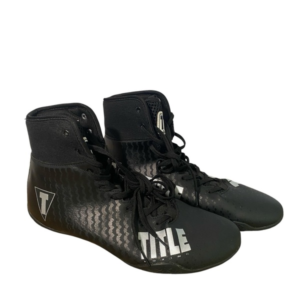 Title Boxing Predator II Shoes 2.0 Black Size 10.5 Rubber Lace-up Boxing Shoes - Picture 1 of 11